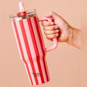 Colorful THE DARLING EFFECT Lifestyle Flip Straw Tumbler-“Peppermint Stripes"